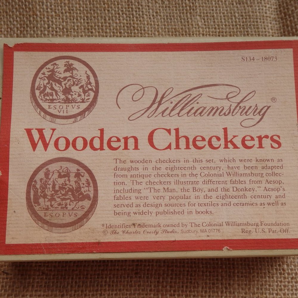 Vintage Colonial Williamsburg Wooden Checkers